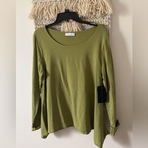 NWT Bryn Walker Cindi Relaxed Long Sleeve Top Bamboo Organic Cotton Large